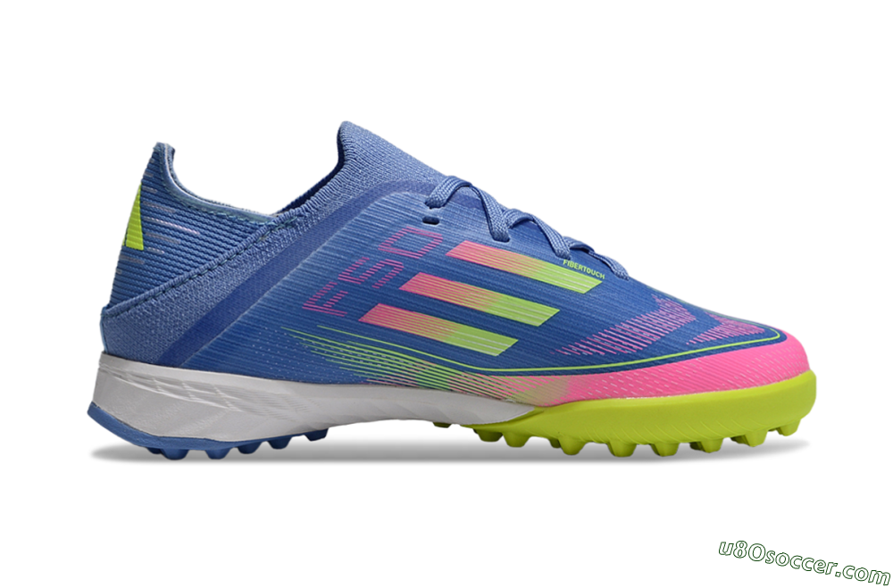 Adidas F50 Elite TF Artificial Turf Soccer Shoes - Blue/Neon Green/Fuchsia Pink 5