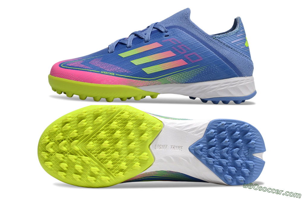 Adidas F50 Elite TF Artificial Turf Soccer Shoes - Blue/Neon Green/Fuchsia Pink 0