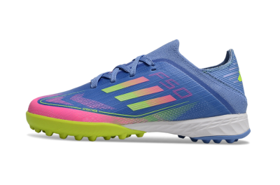 Adidas F50 Elite TF Artificial Turf Soccer Shoes - Blue/Neon Green/Fuchsia Pink