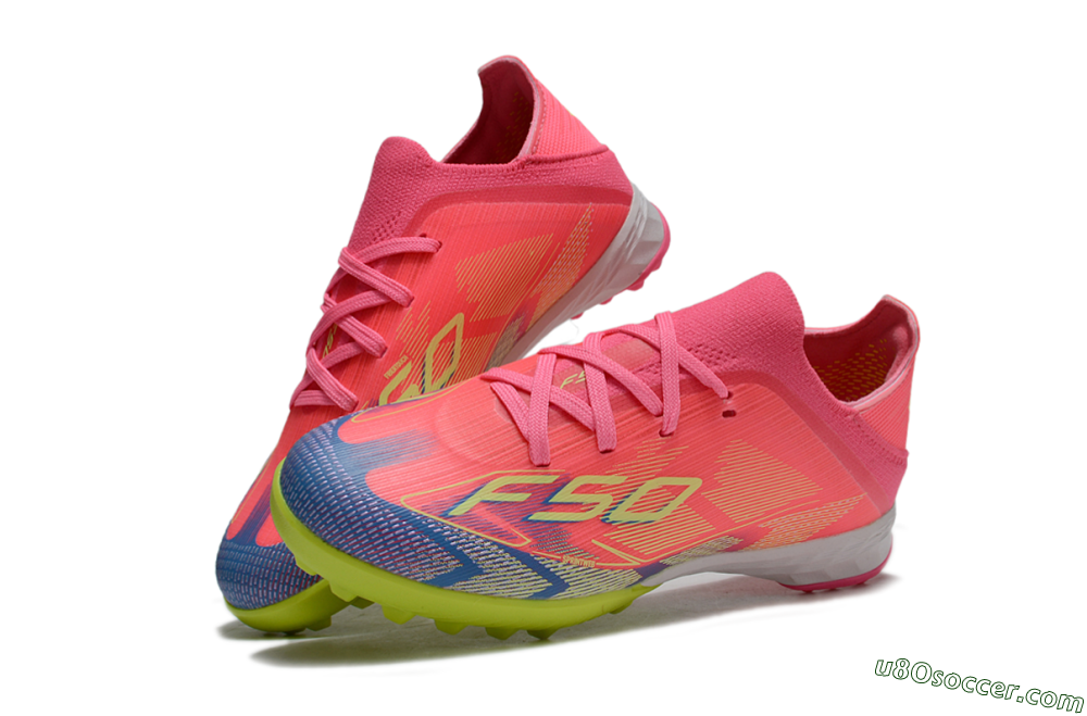 Adidas F50 Elite TF Artificial Turf Soccer Shoes - Pink/Neon Green/Blue Gradient 2