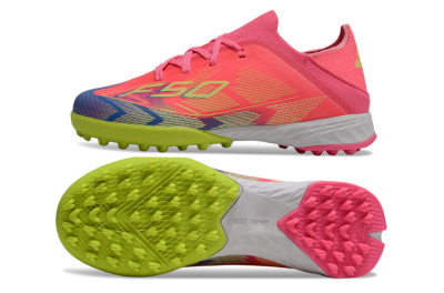 Adidas F50 Elite TF Artificial Turf Soccer Shoes - Pink/Neon Green/Blue Gradient