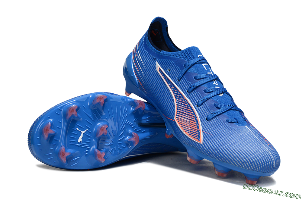 Puma Ultra Ultimate FG Firm Ground Soccer Cleats - Blue/Electric Blue/Coral Accent 3