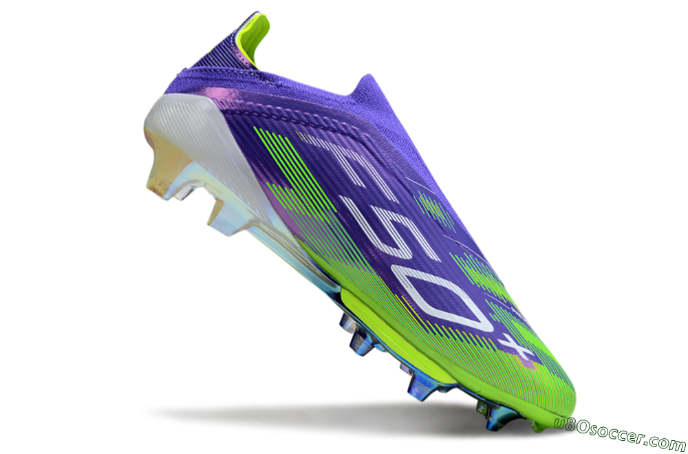 Adidas F50+ Elite Lightstrike Pro Laceless FG Firm Ground Soccer Cleats - Violet/Lime Burst/Deep Purple 5