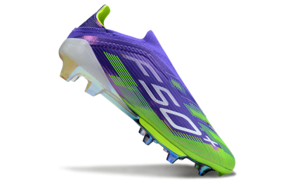 Adidas F50+ Elite Lightstrike Pro Laceless FG Firm Ground Soccer Cleats - Violet/Lime Burst/Deep Purple