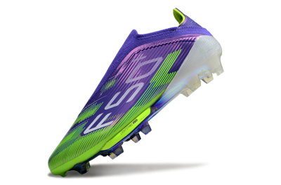 Adidas F50+ Elite Lightstrike Pro Laceless FG Firm Ground Soccer Cleats - Violet/Lime Burst/Deep Purple