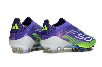 Adidas F50+ Elite Lightstrike Pro Laceless FG Firm Ground Soccer Cleats - Violet/Lime Burst/Deep Purple