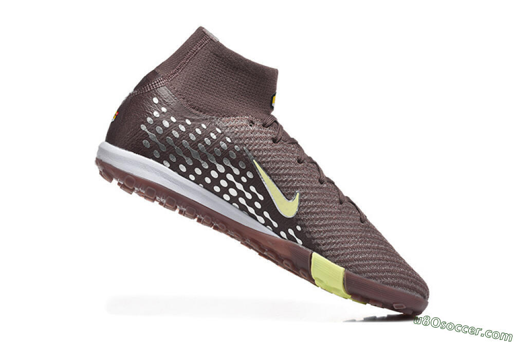 Nike Air Zoom Mercurial Superfly 10 Elite TF Artificial Turf Soccer Shoes - Brown/Lime Green/Gray 7