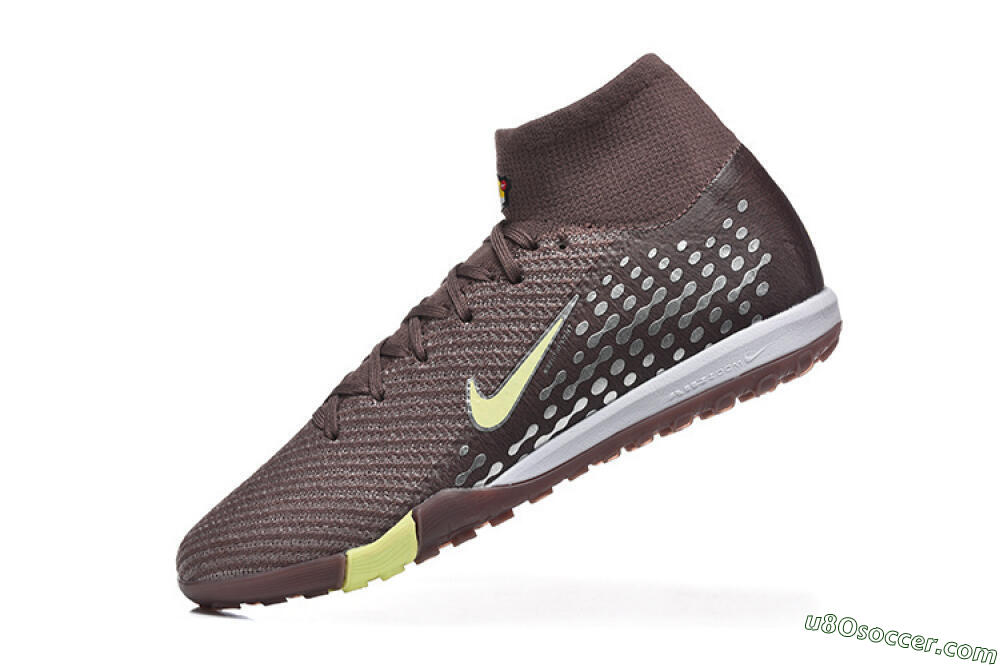 Nike Air Zoom Mercurial Superfly 10 Elite TF Artificial Turf Soccer Shoes - Brown/Lime Green/Gray 8