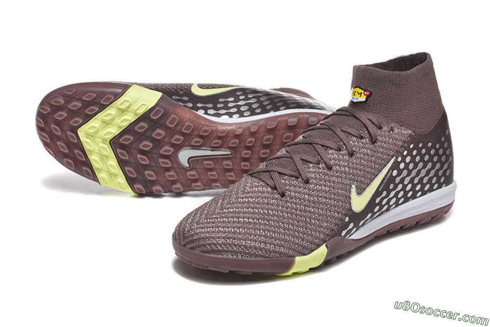 Nike Air Zoom Mercurial Superfly 10 Elite TF Artificial Turf Soccer Shoes - Brown/Lime Green/Gray 3
