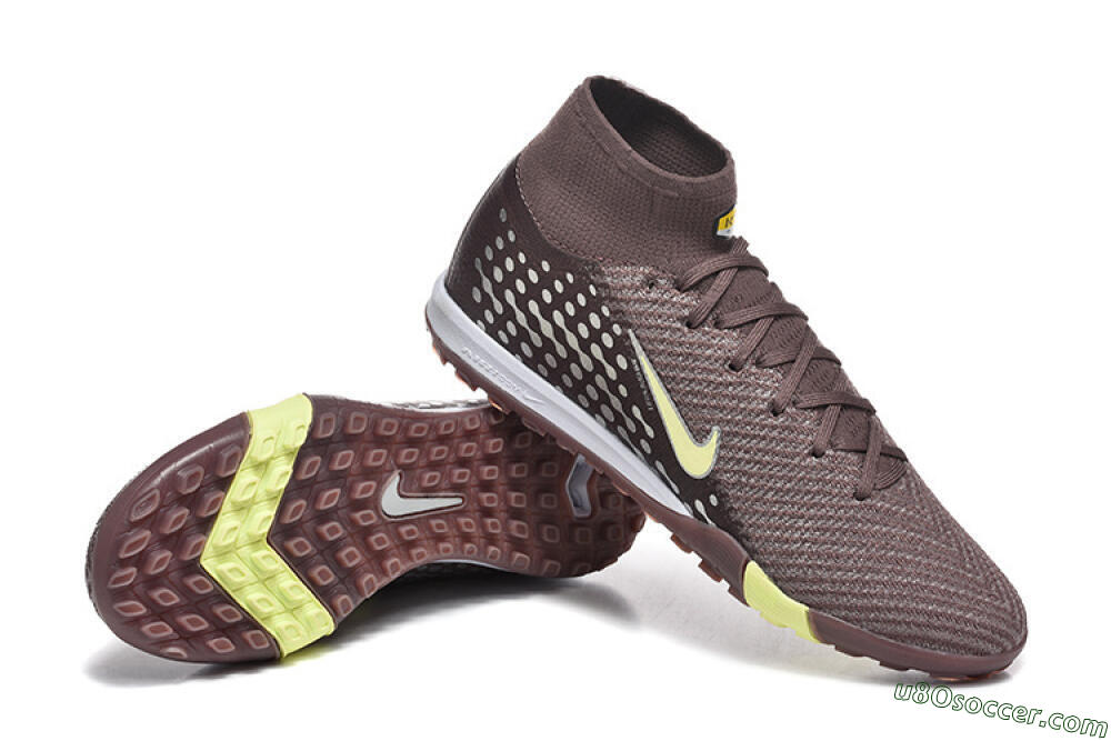 Nike Air Zoom Mercurial Superfly 10 Elite TF Artificial Turf Soccer Shoes - Brown/Lime Green/Gray 4