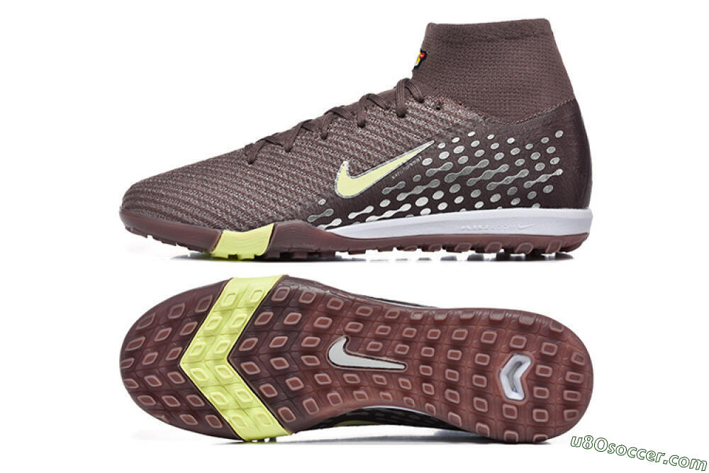 Nike Air Zoom Mercurial Superfly 10 Elite TF Artificial Turf Soccer Shoes - Brown/Lime Green/Gray 0