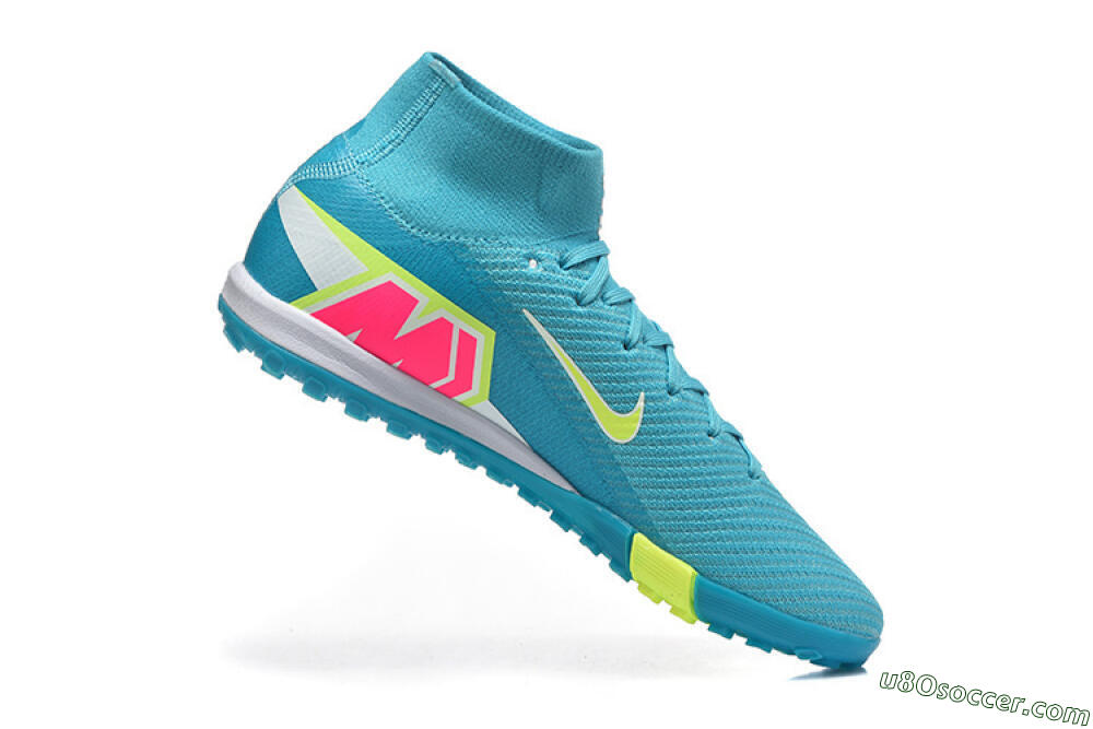 Nike Air Zoom Mercurial Superfly 10 Elite TF Artificial Turf Soccer Shoes - Blue/Electric Lime/Neon Yellow 7