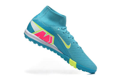 Nike Air Zoom Mercurial Superfly 10 Elite TF Artificial Turf Soccer Shoes - Blue/Electric Lime/Neon Yellow