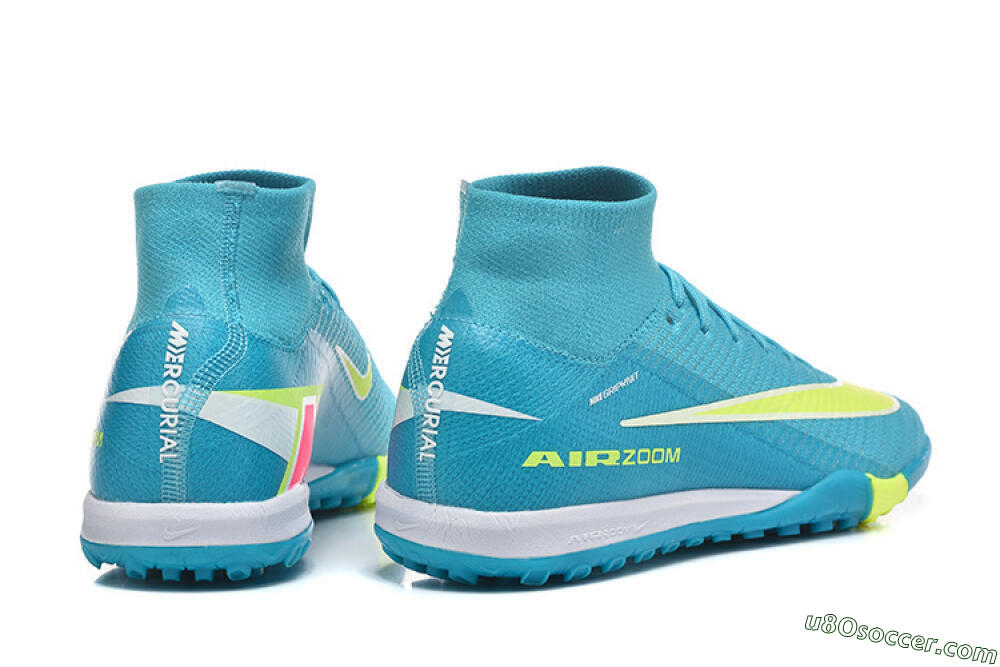 Nike Air Zoom Mercurial Superfly 10 Elite TF Artificial Turf Soccer Shoes - Blue/Electric Lime/Neon Yellow 9