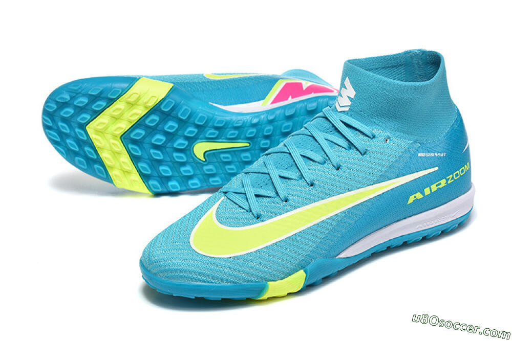 Nike Air Zoom Mercurial Superfly 10 Elite TF Artificial Turf Soccer Shoes - Blue/Electric Lime/Neon Yellow 3
