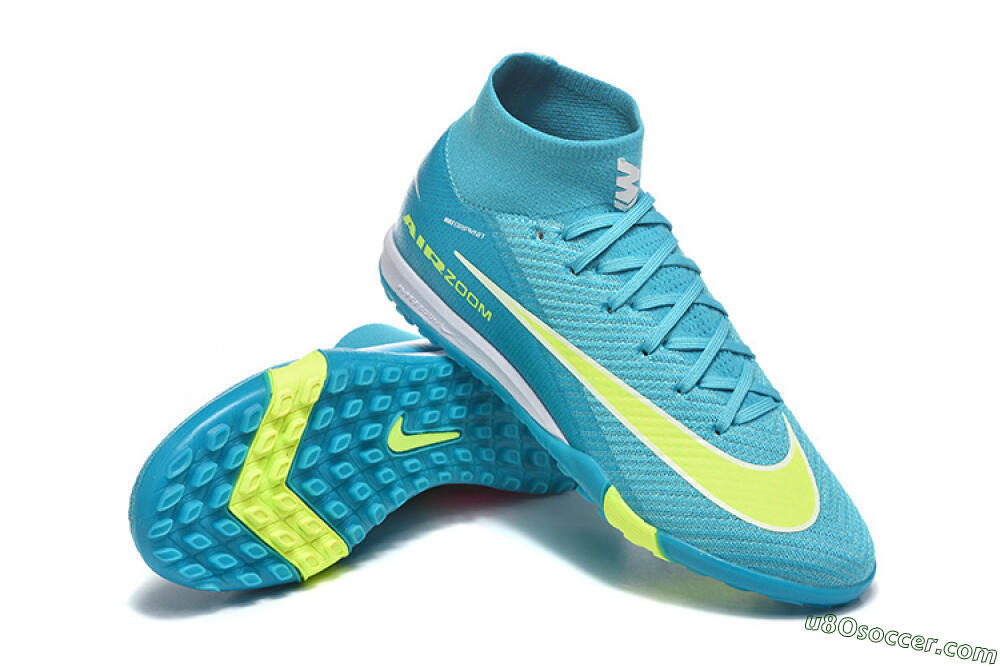 Nike Air Zoom Mercurial Superfly 10 Elite TF Artificial Turf Soccer Shoes - Blue/Electric Lime/Neon Yellow 4