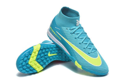 Nike Air Zoom Mercurial Superfly 10 Elite TF Artificial Turf Soccer Shoes - Blue/Electric Lime/Neon Yellow