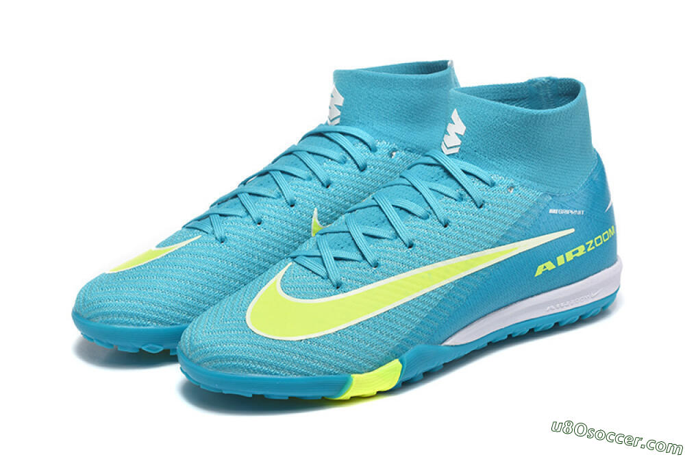 Nike Air Zoom Mercurial Superfly 10 Elite TF Artificial Turf Soccer Shoes - Blue/Electric Lime/Neon Yellow 5