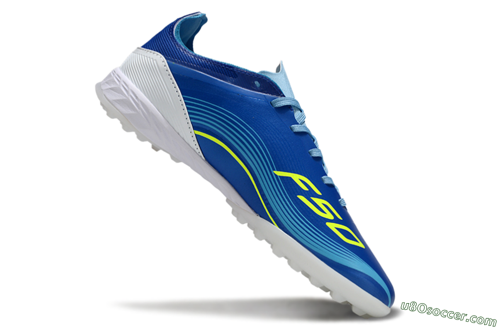 Messi x Adidas F50 Pro TF Artificial Turf Soccer Shoes - Blue/Neon Green/White 5
