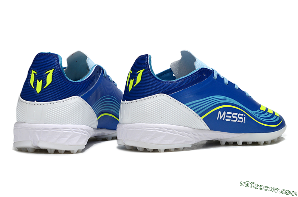 Messi x Adidas F50 Pro TF Artificial Turf Soccer Shoes - Blue/Neon Green/White 7