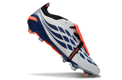 Adidas Predator 26 Elite Fold-Over Tongue FG Firm Ground Soccer Cleats - Gray/Navy Blue/Orange