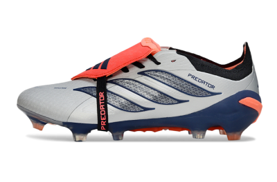 Adidas Predator 26 Elite Fold-Over Tongue FG Firm Ground Soccer Cleats - Gray/Navy Blue/Orange