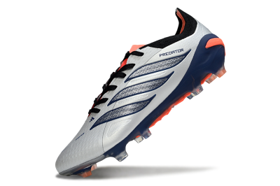Adidas Predator 26 Elite FG Firm Ground Soccer Cleats - Silver/Navy Blue/Neon Orange