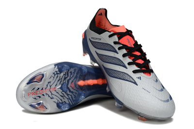 Adidas Predator 26 Elite FG Firm Ground Soccer Cleats - Silver/Navy Blue/Neon Orange