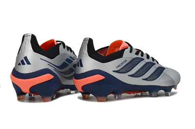 Adidas Predator 26 Elite FG Firm Ground Soccer Cleats - Silver/Navy Blue/Neon Orange