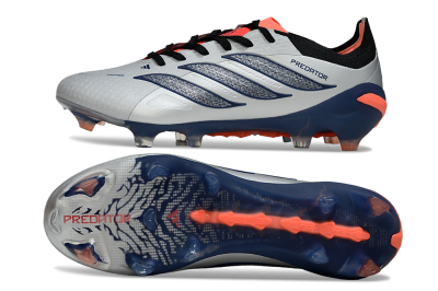 Adidas Predator 26 Elite FG Firm Ground Soccer Cleats - Silver/Navy Blue/Neon Orange
