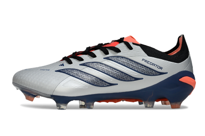 Adidas Predator 26 Elite FG Firm Ground Soccer Cleats - Silver/Navy Blue/Neon Orange