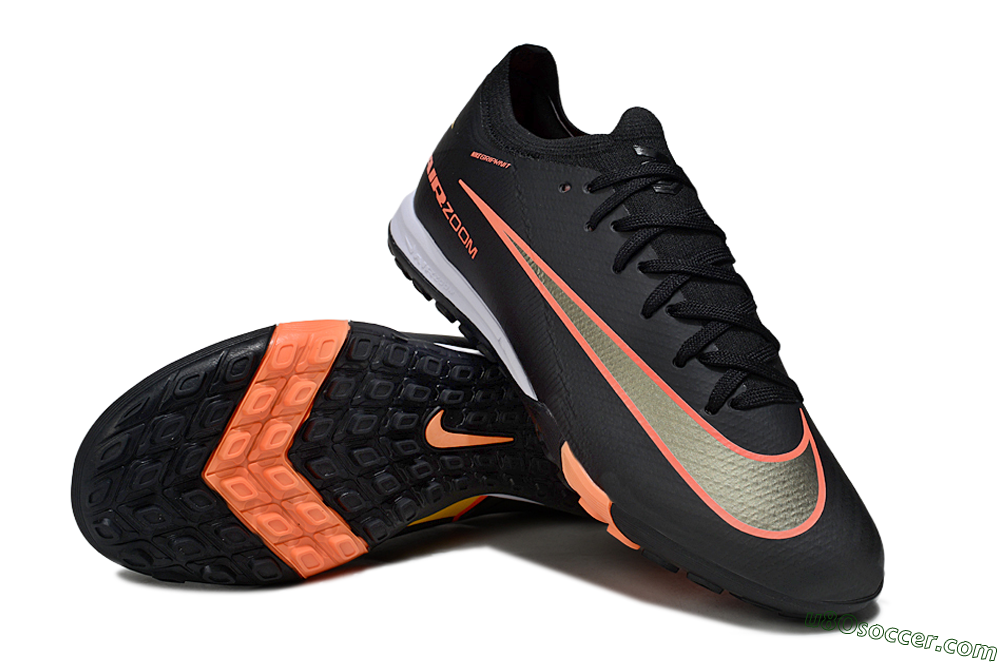 Nike Air Zoom Mercurial Vapor 16 Elite TF Artificial Turf Soccer Shoes - Black/Electric Orange/Gold Rush 3