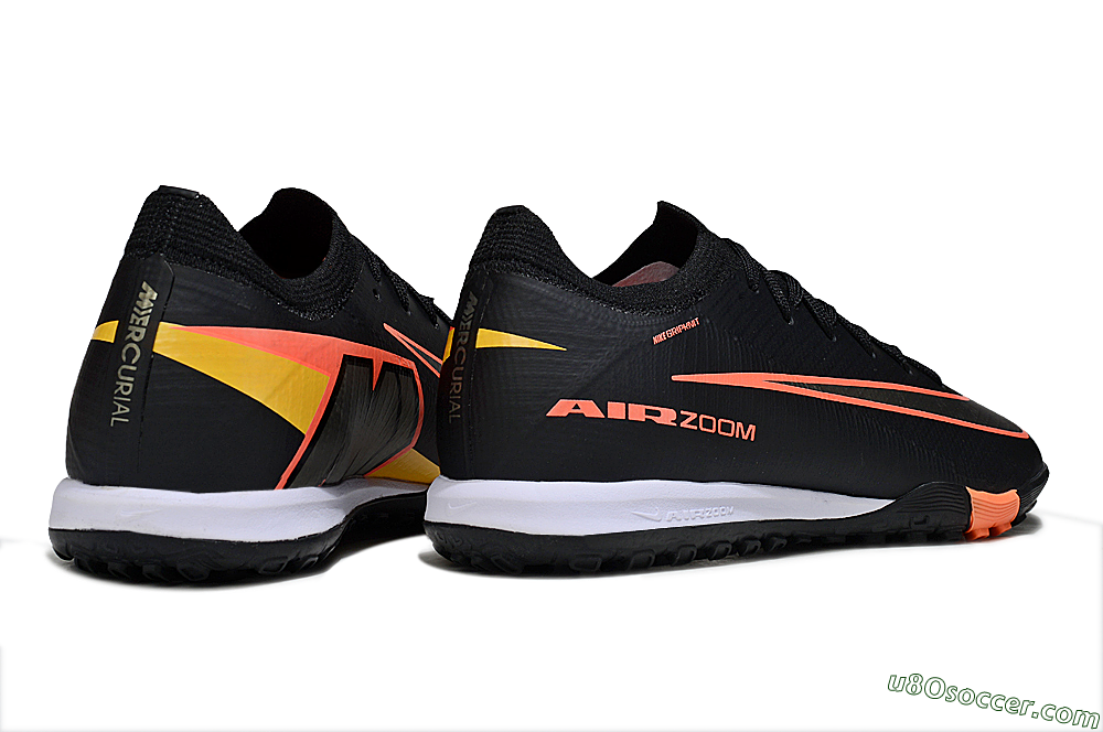 Nike Air Zoom Mercurial Vapor 16 Elite TF Artificial Turf Soccer Shoes - Black/Electric Orange/Gold Rush 6