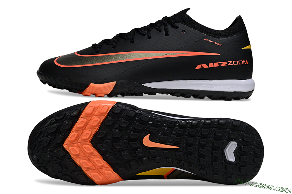 Nike Air Zoom Mercurial Vapor 16 Elite TF Artificial Turf Soccer Shoes - Black/Electric Orange/Gold Rush 0