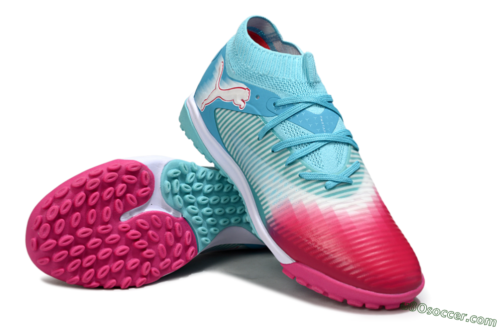 Puma Future 8 Ultimate TF Artificial Turf Soccer Shoes - Aqua/Coral Pink/Soft Blue 3
