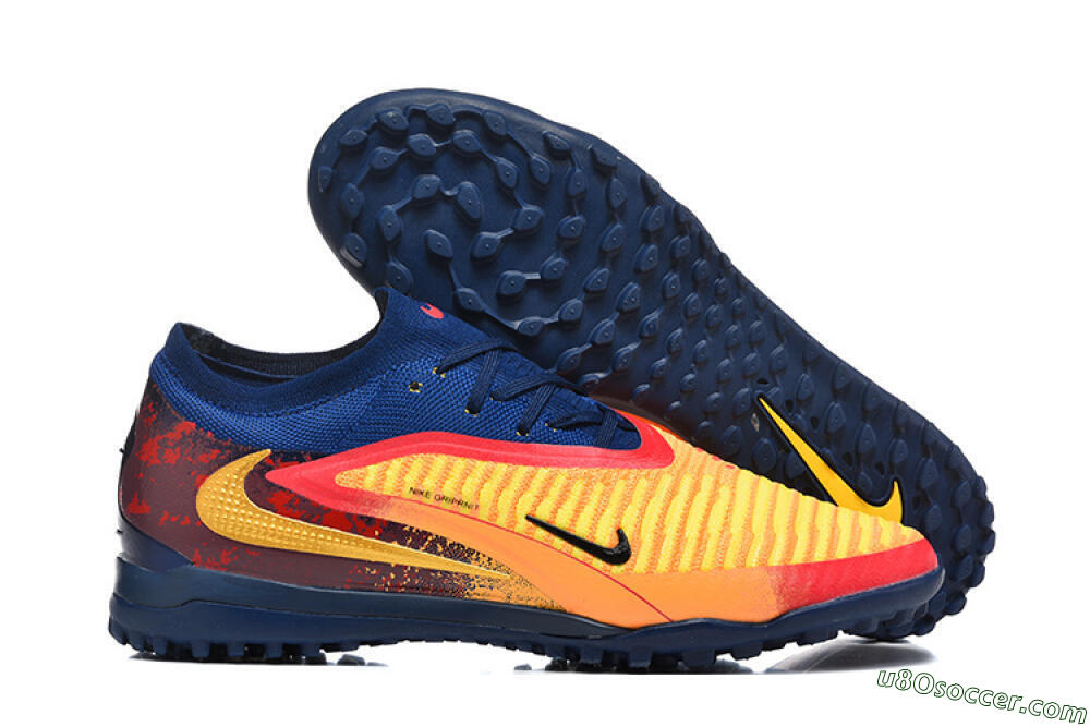 Nike Phantom 6 Low Elite TF Artificial Turf Soccer Shoes - Yellow/Fiery Red/Navy Blue 1