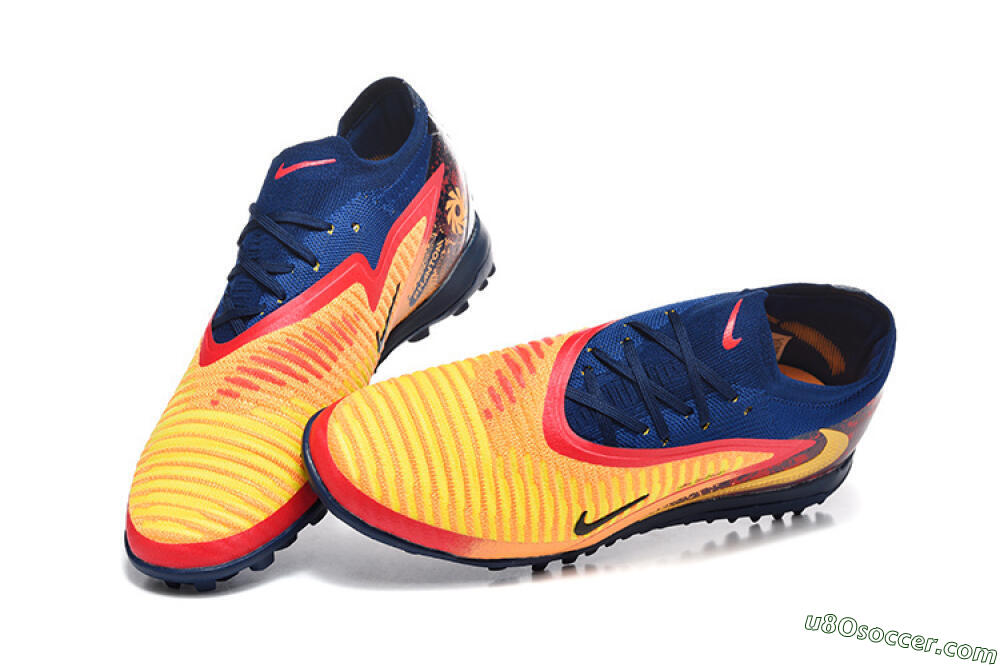 Nike Phantom 6 Low Elite TF Artificial Turf Soccer Shoes - Yellow/Fiery Red/Navy Blue 6