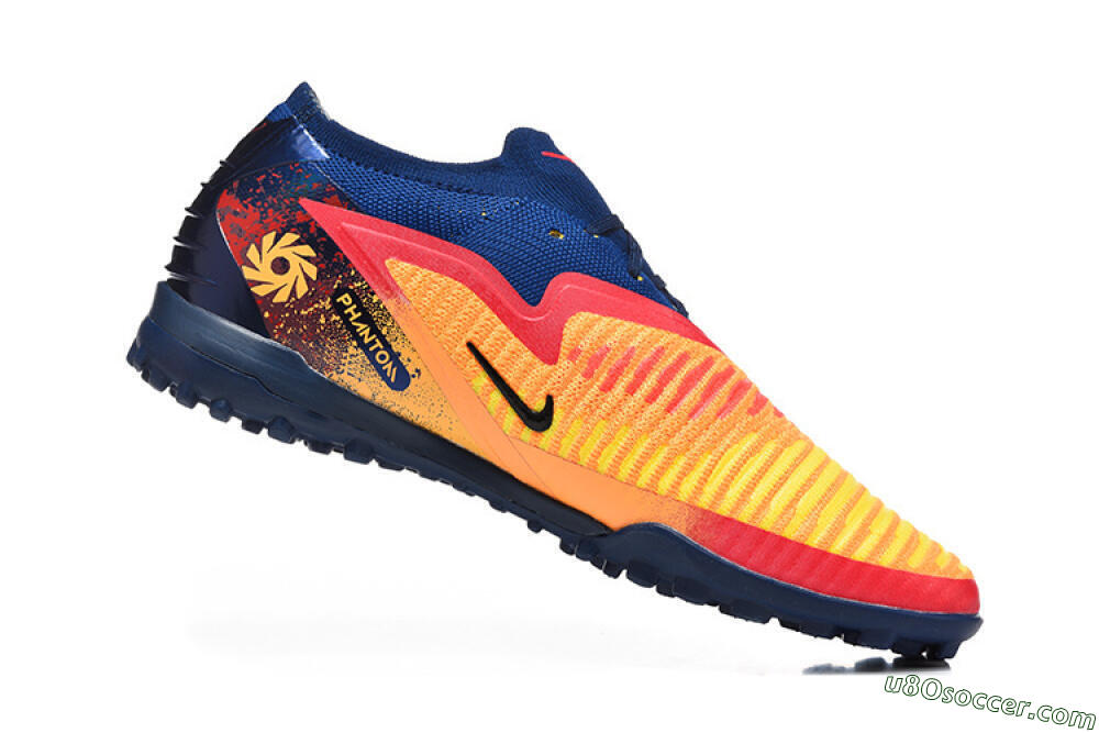Nike Phantom 6 Low Elite TF Artificial Turf Soccer Shoes - Yellow/Fiery Red/Navy Blue 7
