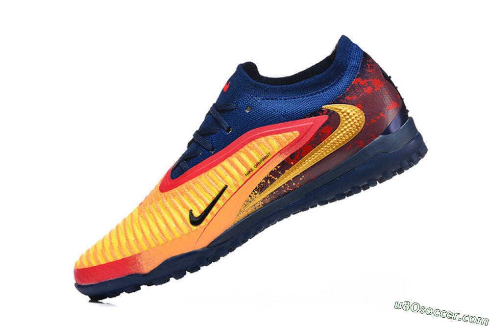 Nike Phantom 6 Low Elite TF Artificial Turf Soccer Shoes - Yellow/Fiery Red/Navy Blue 8