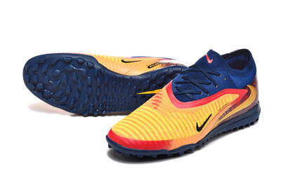 Nike Phantom 6 Low Elite TF Artificial Turf Soccer Shoes - Yellow/Fiery Red/Navy Blue