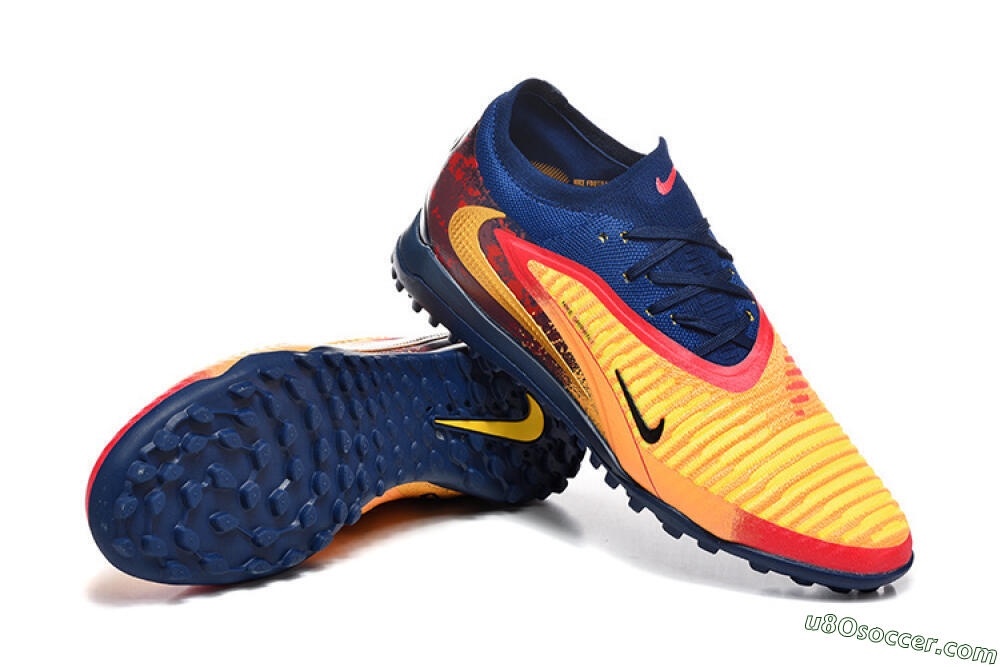 Nike Phantom 6 Low Elite TF Artificial Turf Soccer Shoes - Yellow/Fiery Red/Navy Blue 4