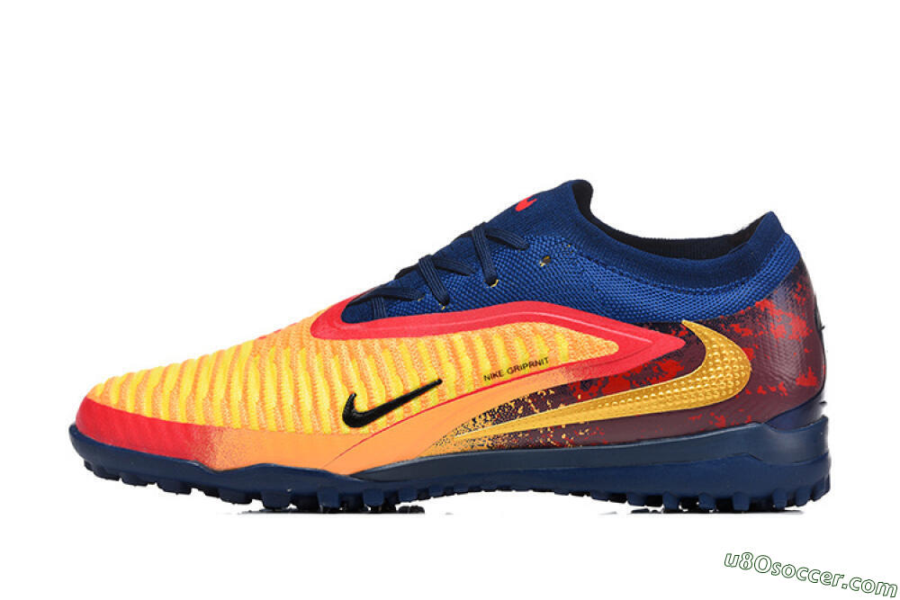 Nike Phantom 6 Low Elite TF Artificial Turf Soccer Shoes - Yellow/Fiery Red/Navy Blue 2