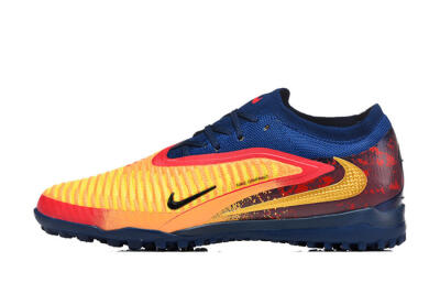 Nike Phantom 6 Low Elite TF Artificial Turf Soccer Shoes - Yellow/Fiery Red/Navy Blue