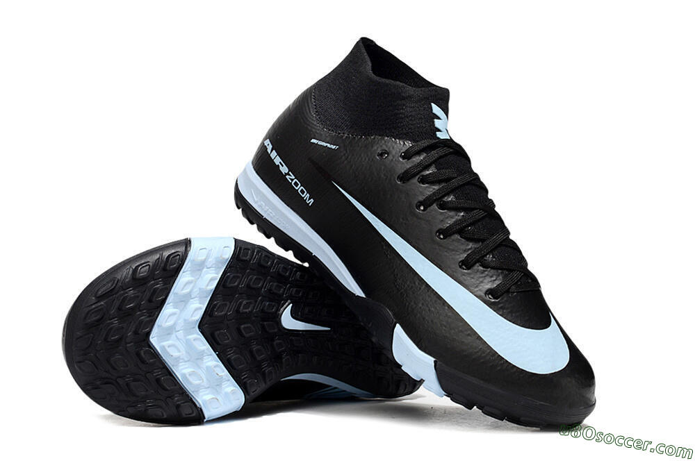 Nike Air Zoom Mercurial Superfly 10 Elite TF Artificial Turf Soccer Shoes - Black/Sky Blue/Black 0