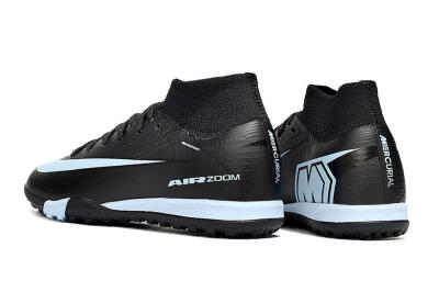 Nike Air Zoom Mercurial Superfly 10 Elite TF Artificial Turf Soccer Shoes - Black/Sky Blue/Black