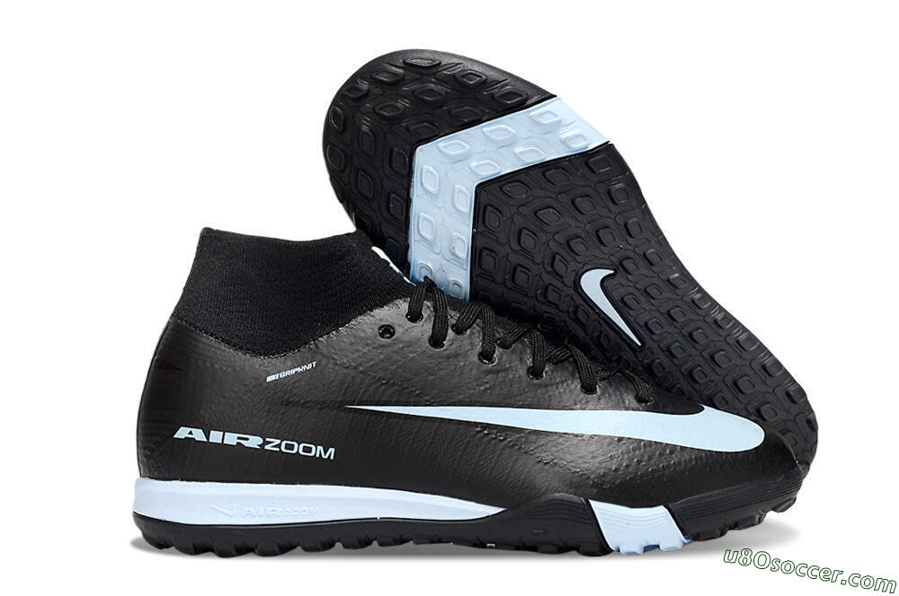 Nike Air Zoom Mercurial Superfly 10 Elite TF Artificial Turf Soccer Shoes - Black/Sky Blue/Black 1