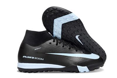 Nike Air Zoom Mercurial Superfly 10 Elite TF Artificial Turf Soccer Shoes - Black/Sky Blue/Black