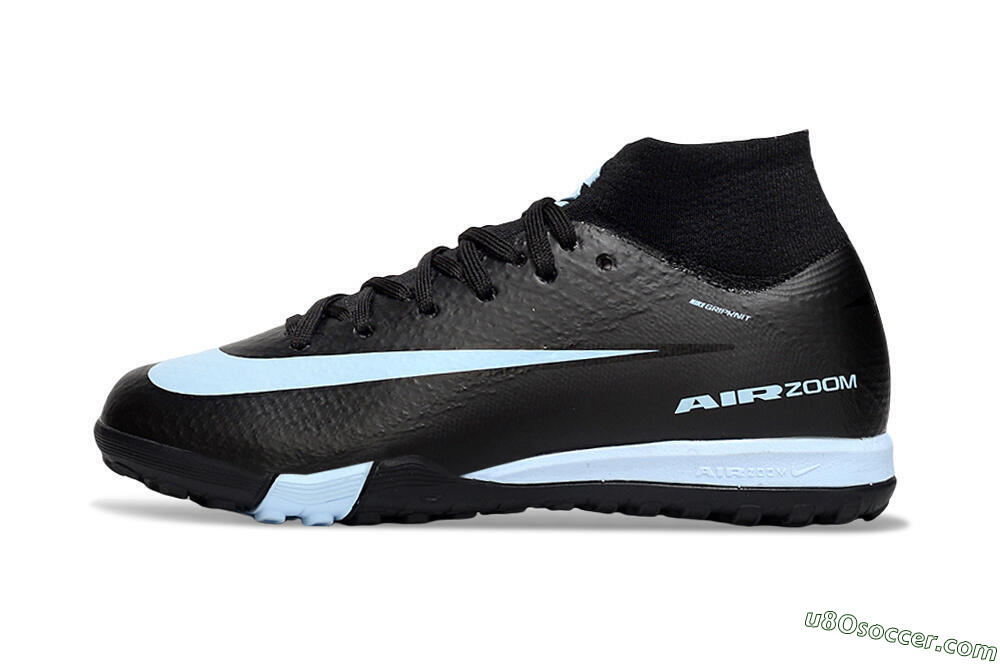 Nike Air Zoom Mercurial Superfly 10 Elite TF Artificial Turf Soccer Shoes - Black/Sky Blue/Black 2