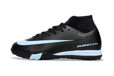 Nike Air Zoom Mercurial Superfly 10 Elite TF Artificial Turf Soccer Shoes - Black/Sky Blue/Black