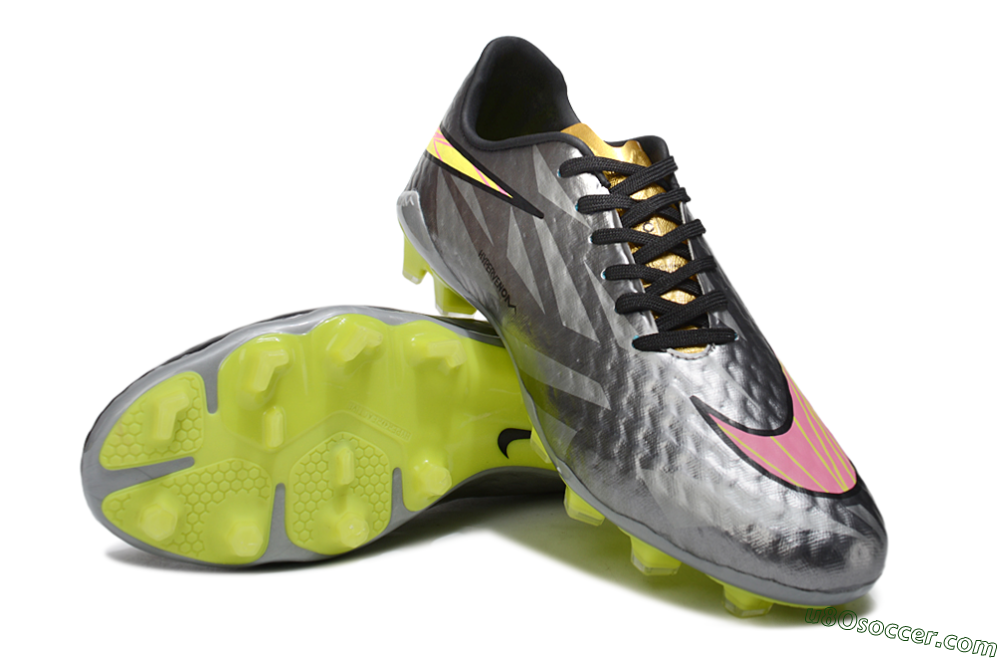 Nike Hypervenom Phantom FG Firm Ground Soccer Cleats - Gray/Neon Yellow/Metallic Silver 4